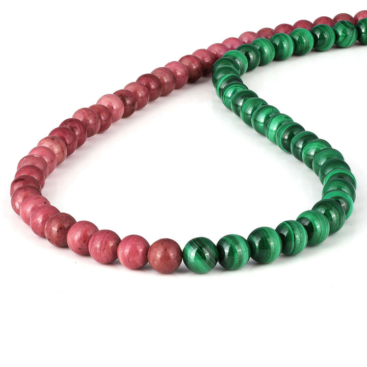 Rhodochrosite and Malachite Choker Necklace