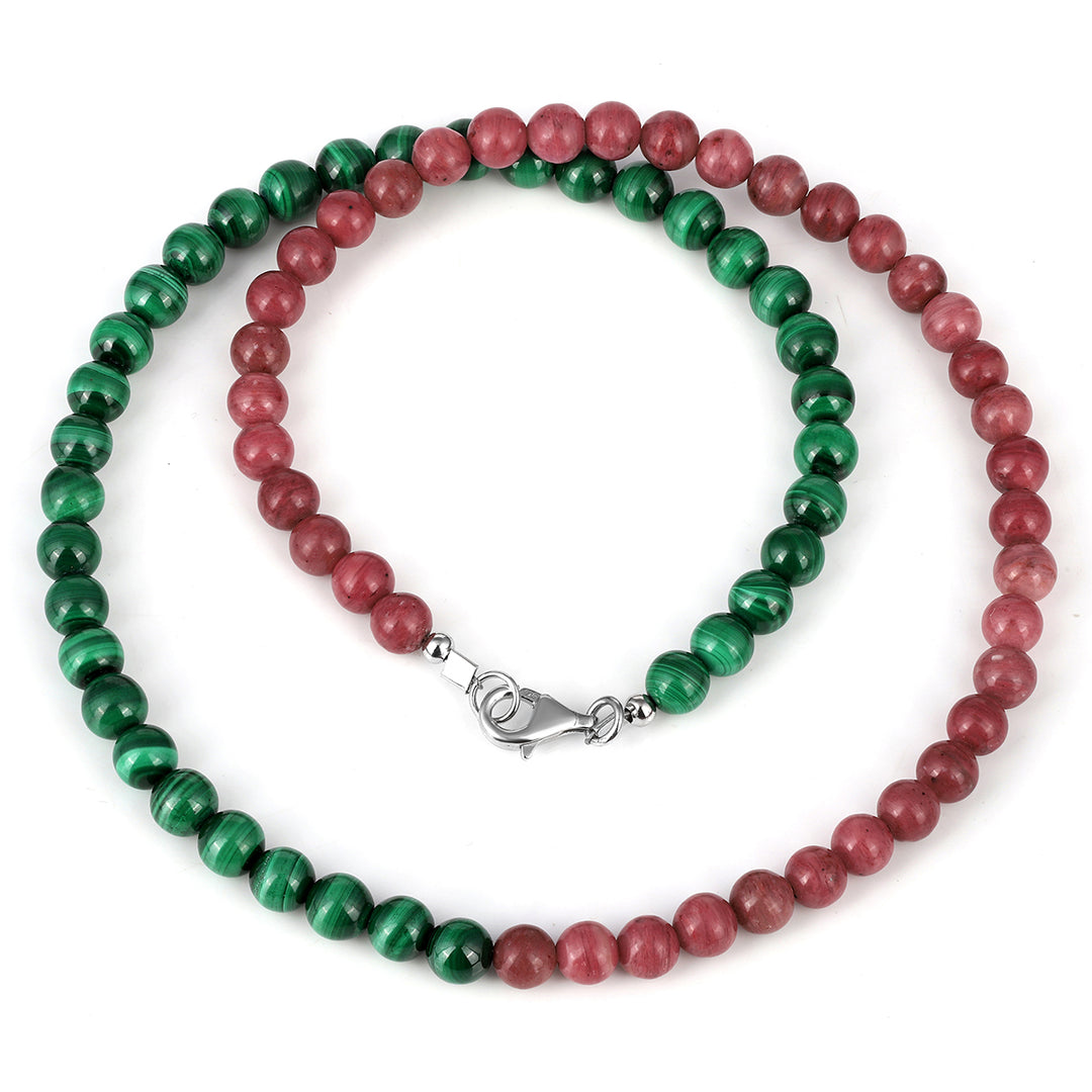 Rhodochrosite and Malachite Choker Necklace