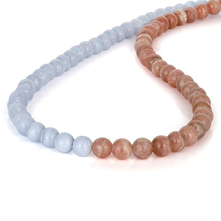 Rhodochrosite and Blue Lace Agate Choker Necklace