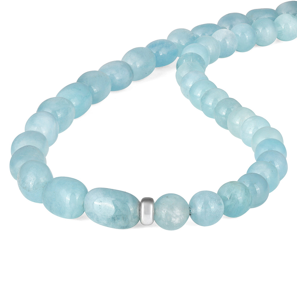 Aquamarine Choker Silver Necklace