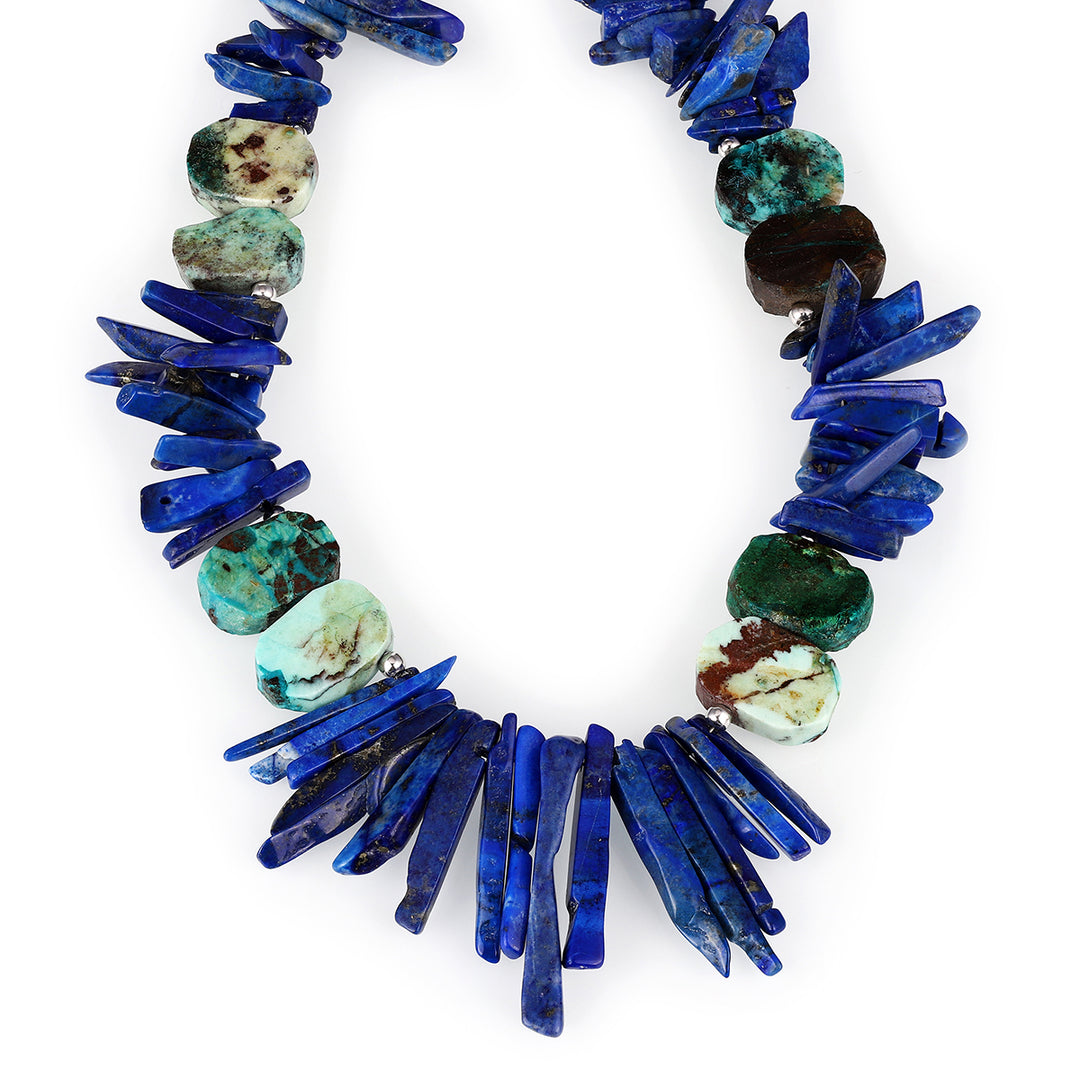 Lapis Lazuli and Chrysocolla Silver Necklace