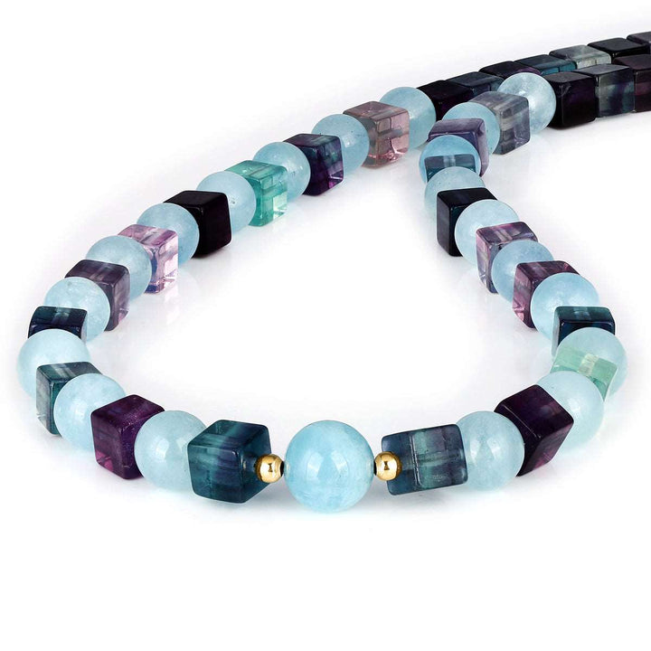 Aquamarine and Fluorite Choker Necklace