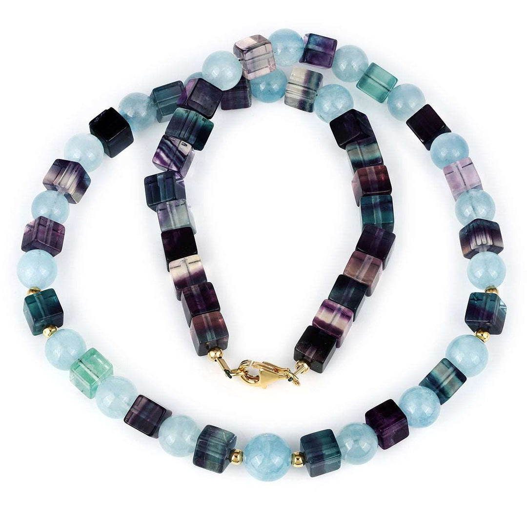 Aquamarine and Fluorite Choker Necklace