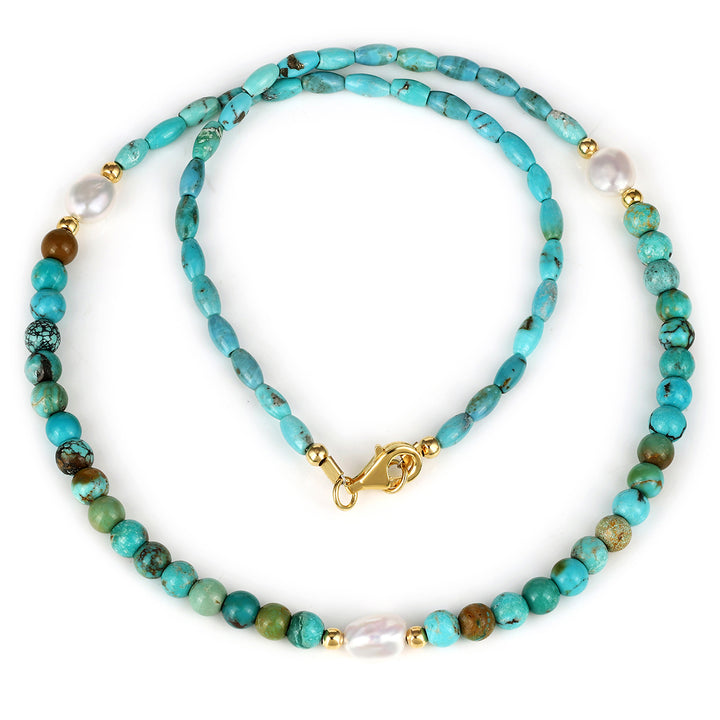 Turquoise and Pearl Choker Necklace