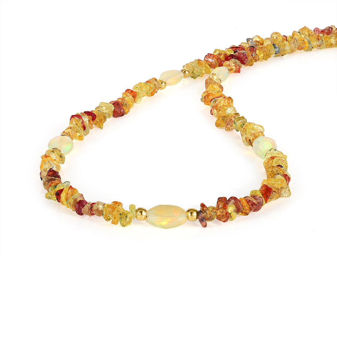 Yellow Sapphire and Ethiopian Opal Silver Necklace