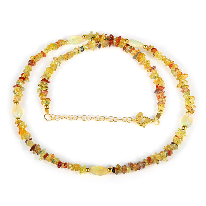 Yellow Sapphire and Ethiopian Opal Silver Necklace