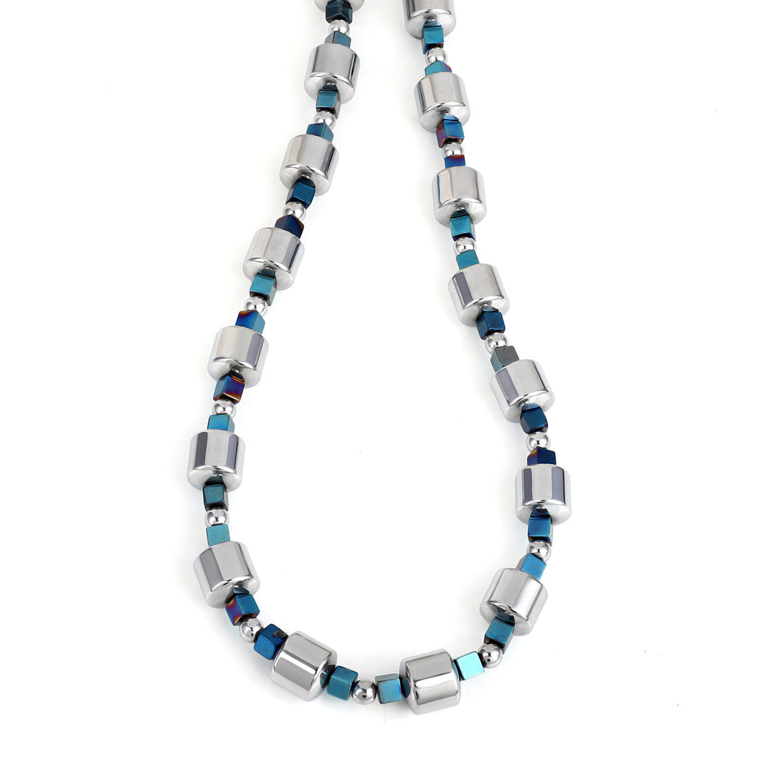 Silver and Blue Hematite Choker Necklace