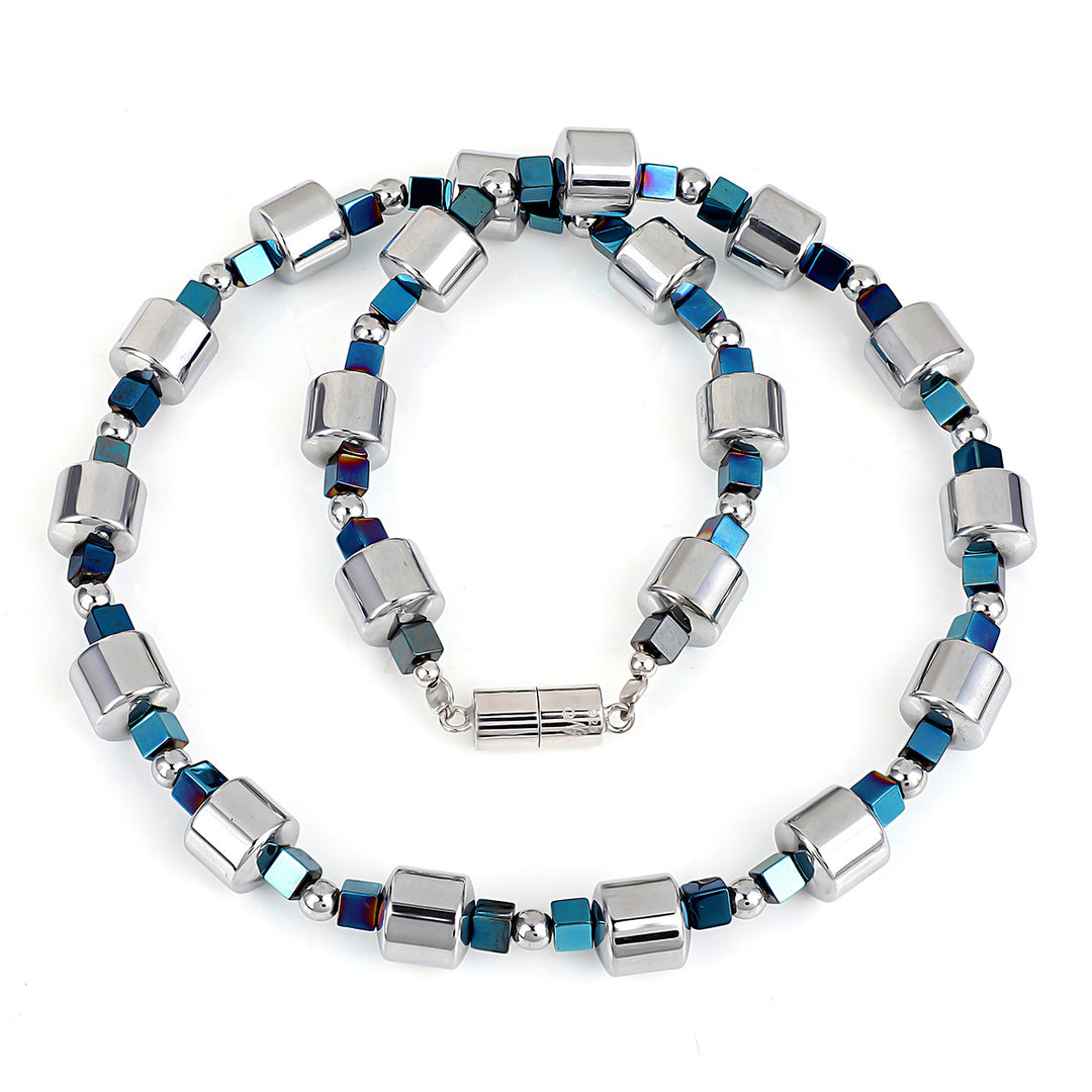Silver and Blue Hematite Choker Necklace