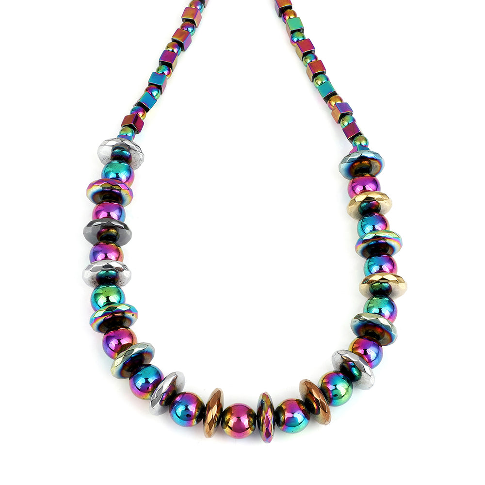 Rainbow Hematite Beads Choker Necklace