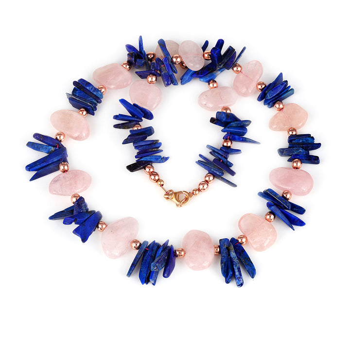 Lapis, Morganite and Hematite Choker Necklace