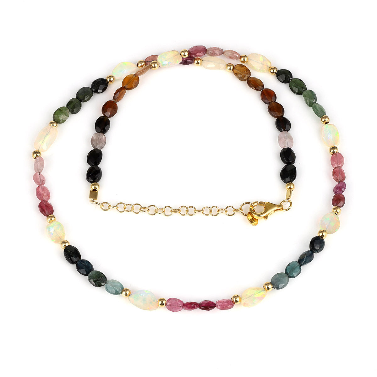 Multi Tourmaline and Ethiopian Opal Silver Necklace