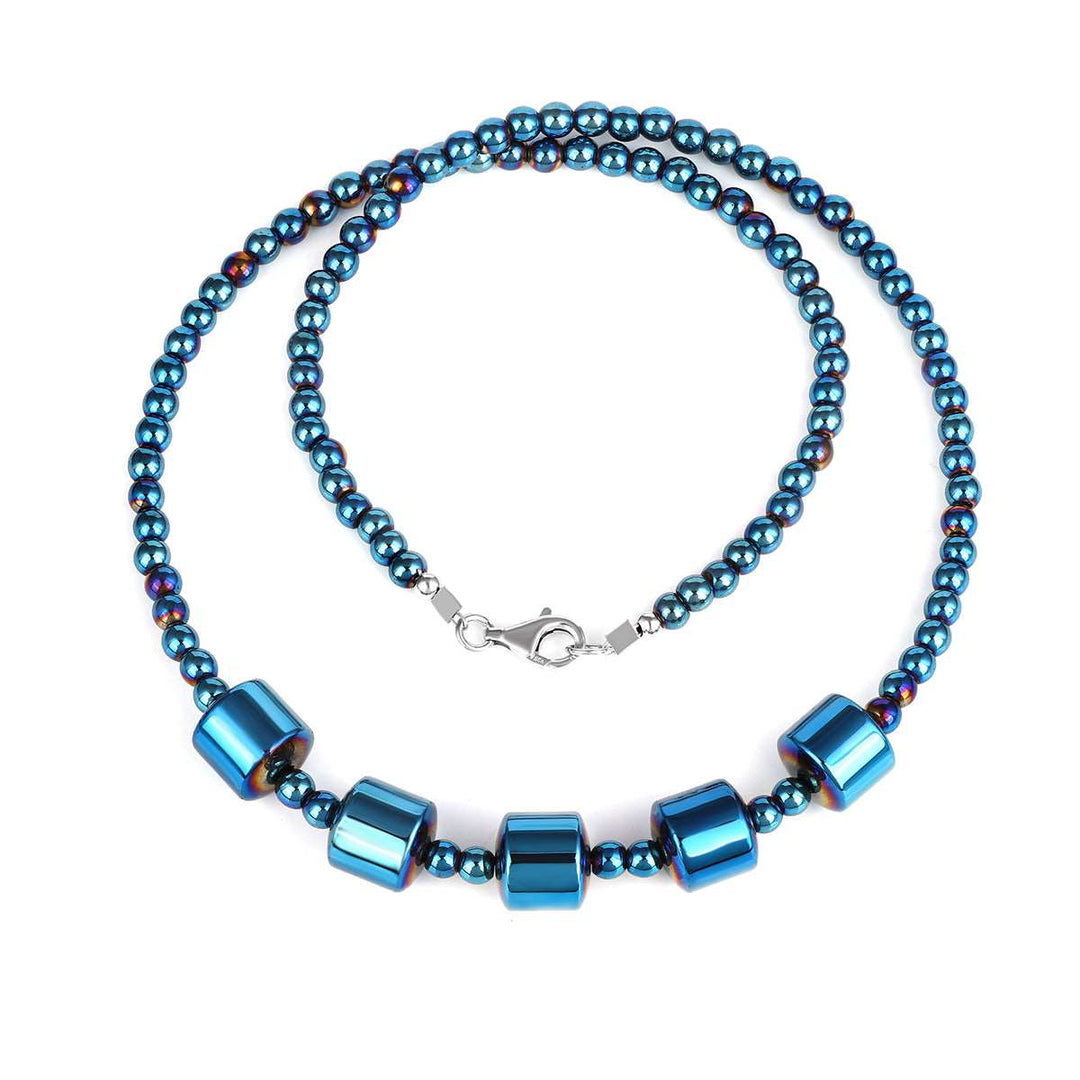 Blue Hematite Beads Choker Necklace