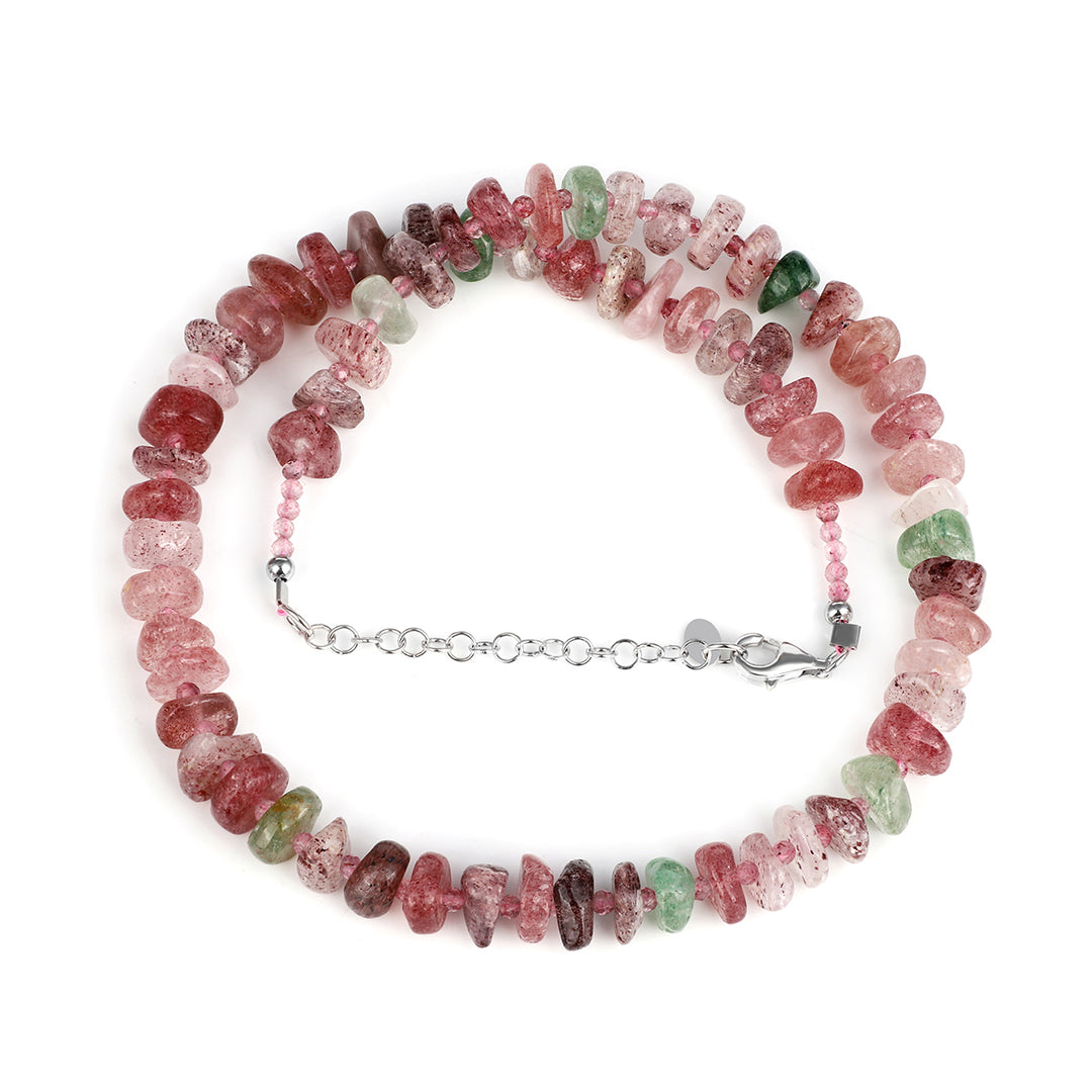 Sterling Silver Strawberry Quartz Necklace