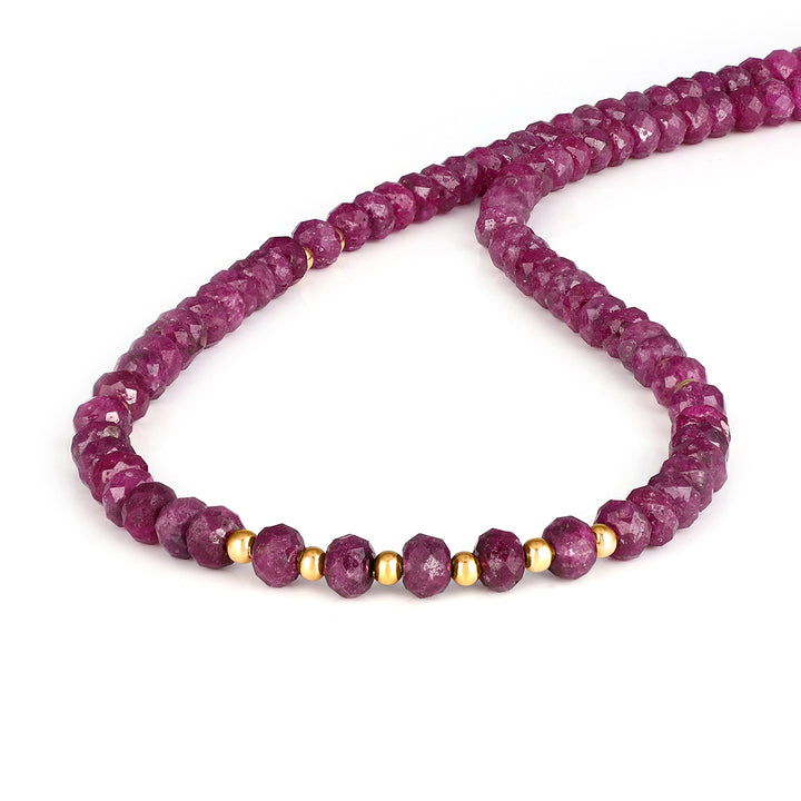 Ruby Beads Sterling Silver Necklace