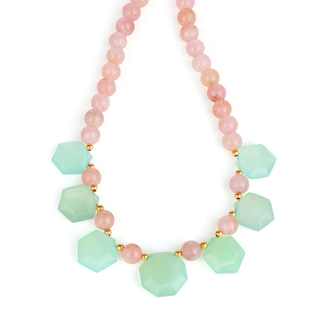 Morganite and Chalcedony Silver Necklace