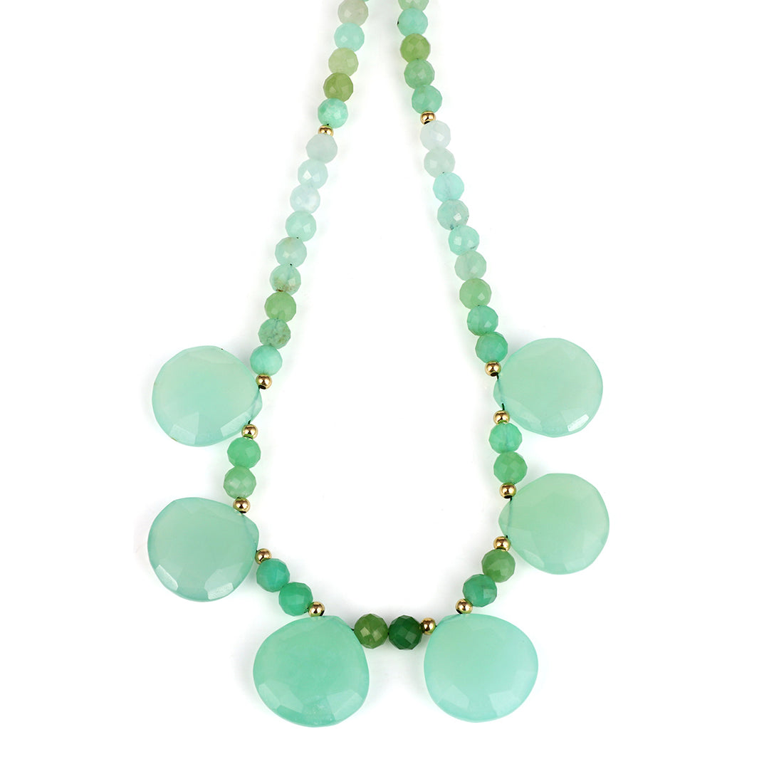 Chrysoprase and Chalcedony Silver Necklace