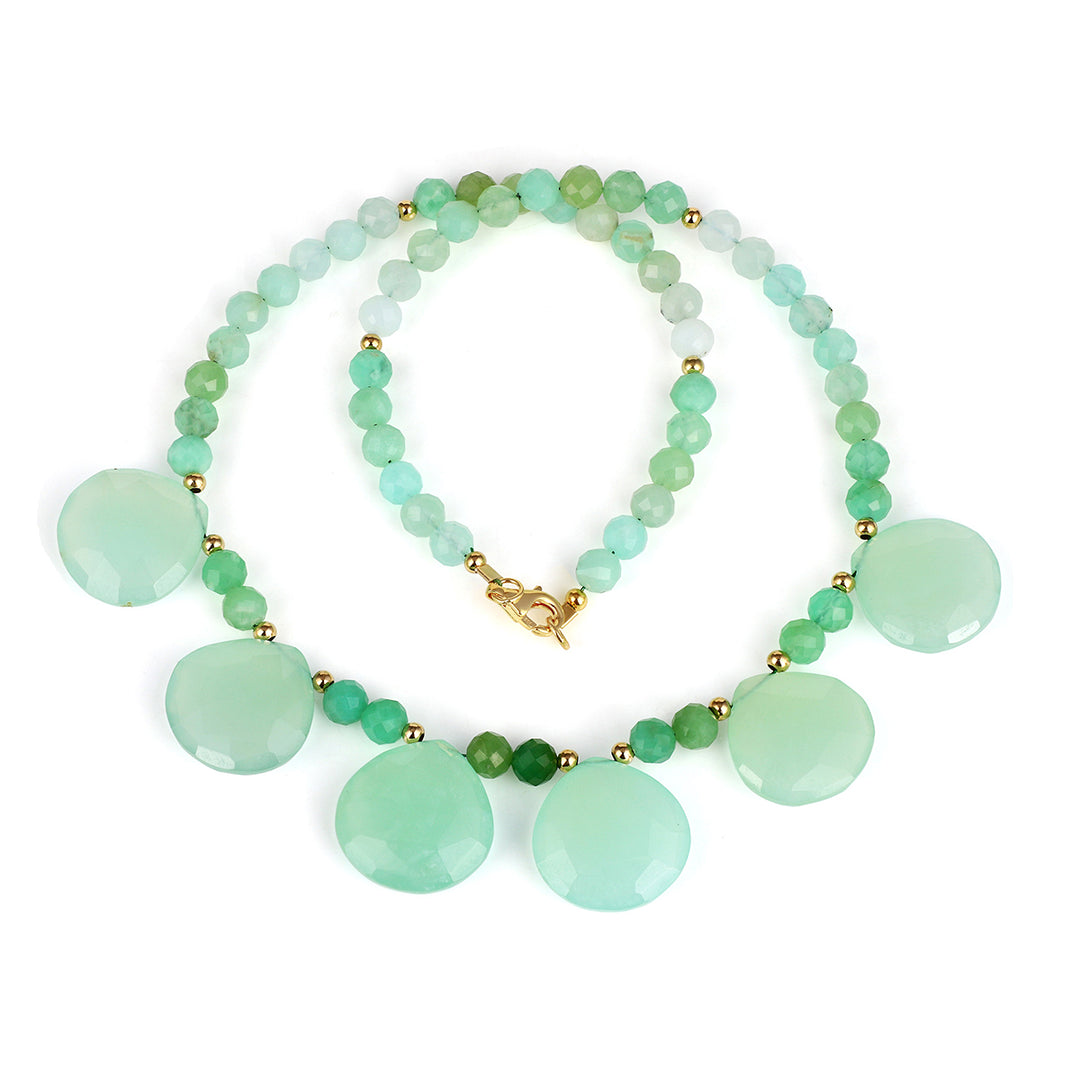 Chrysoprase and Chalcedony Silver Necklace