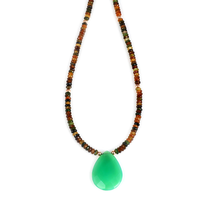 Multi Tourmaline and Chalcedony Pendant Necklace