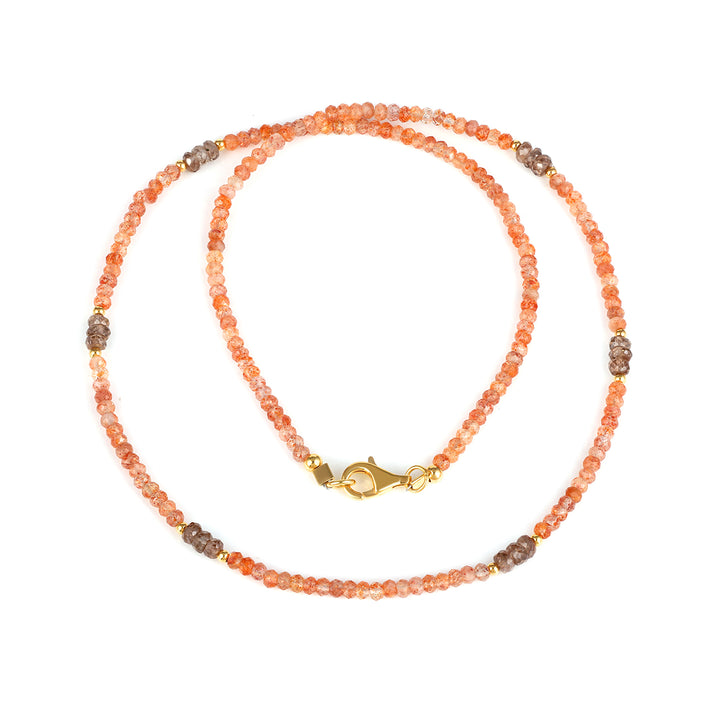 Sunstone and Brown Zircon Choker Necklace
