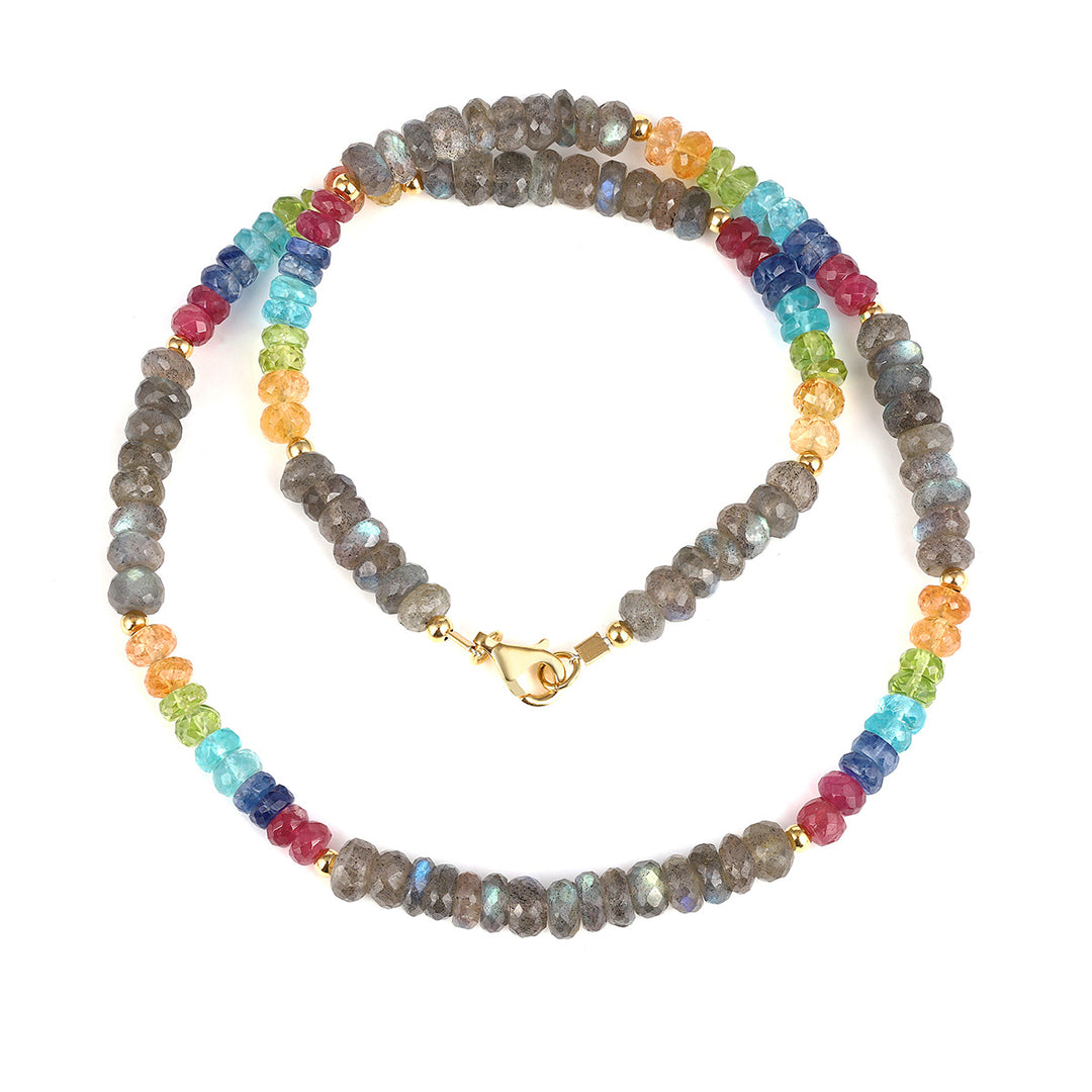 Multi Stone Beads Choker Necklace