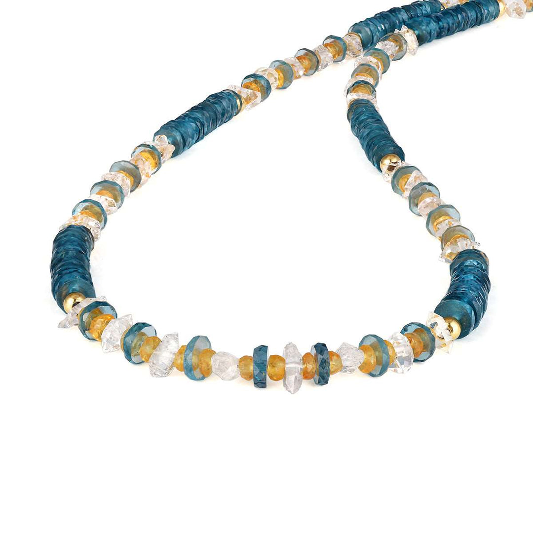 Blue Topaz, Sapphire and Herkimer Diamond Necklace