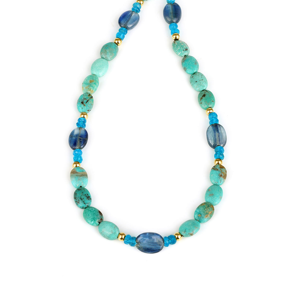 Turquoise, Kyanite and Apatite Choker Necklace