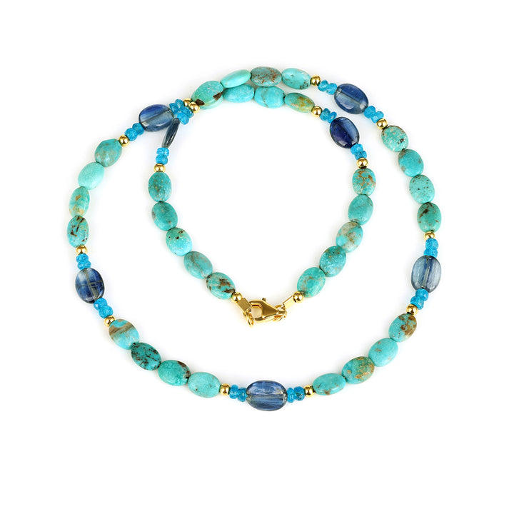 Turquoise, Kyanite and Apatite Choker Necklace