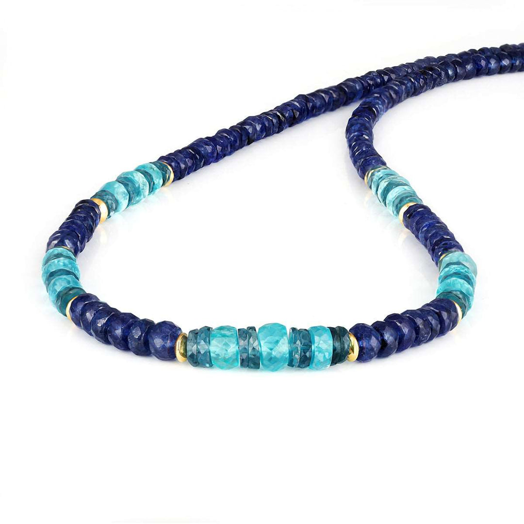 Blue Sapphire, Topaz and Apatite Silver Necklace