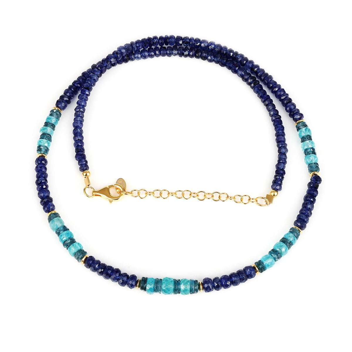 Blue Sapphire, Topaz and Apatite Silver Necklace