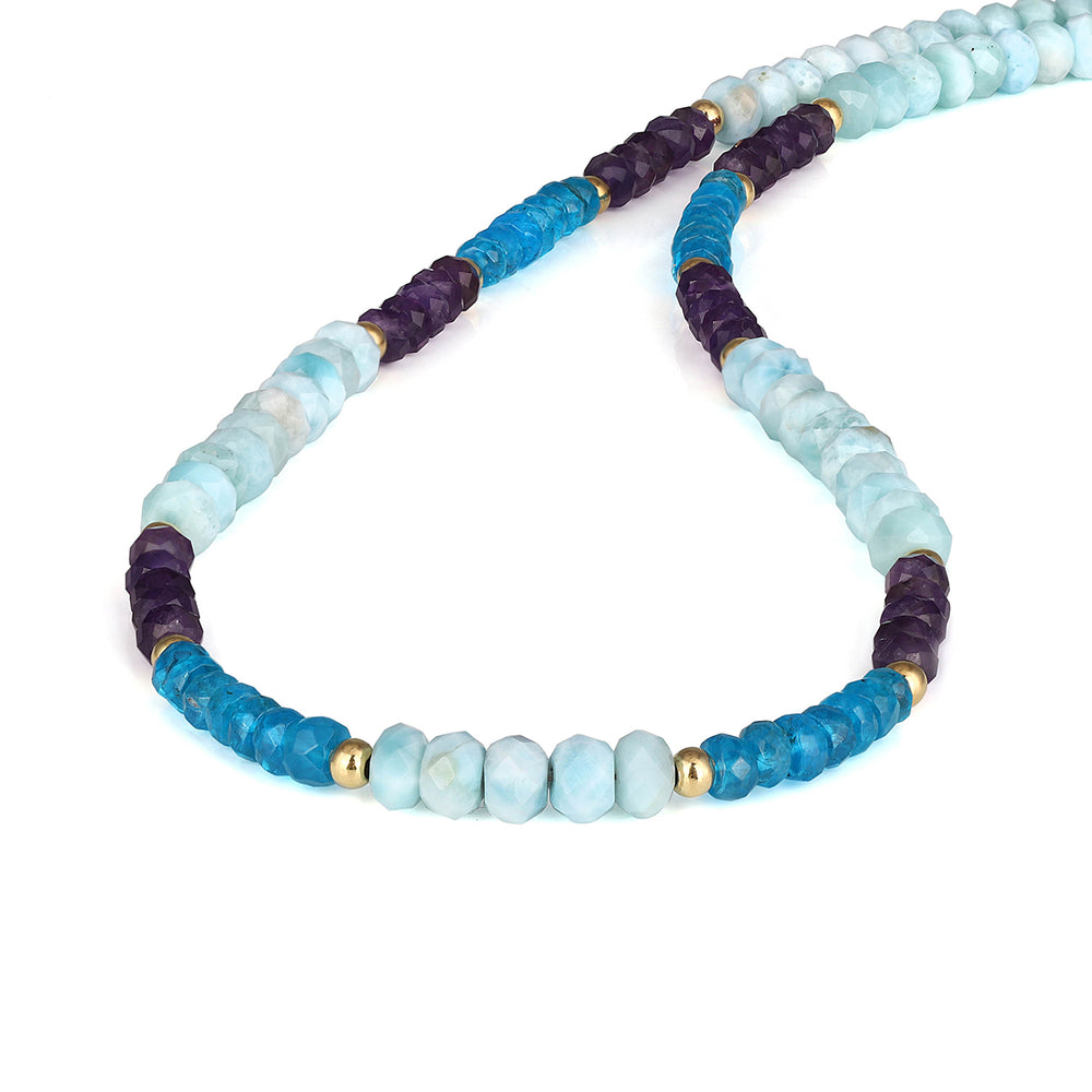 Larimar, Apatite and Amethyst Choker Necklace