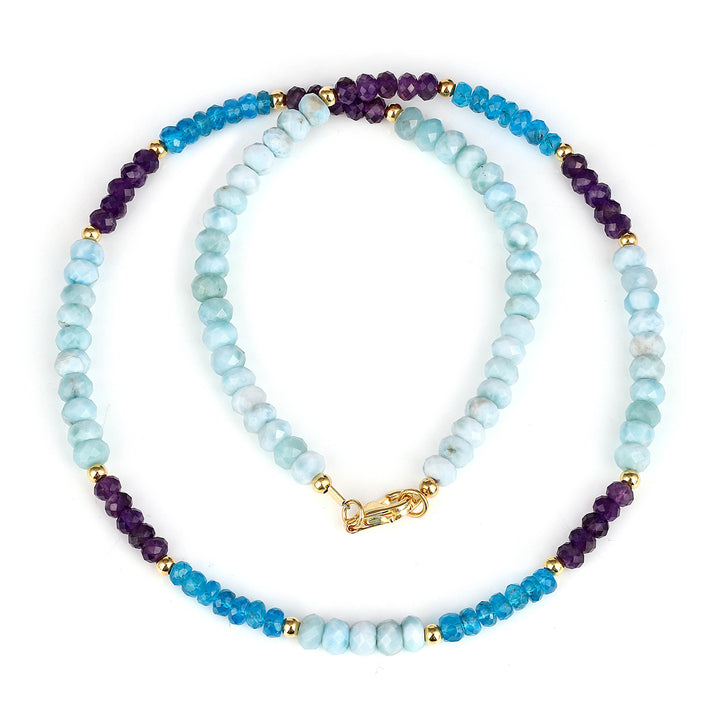 Larimar, Apatite and Amethyst Choker Necklace