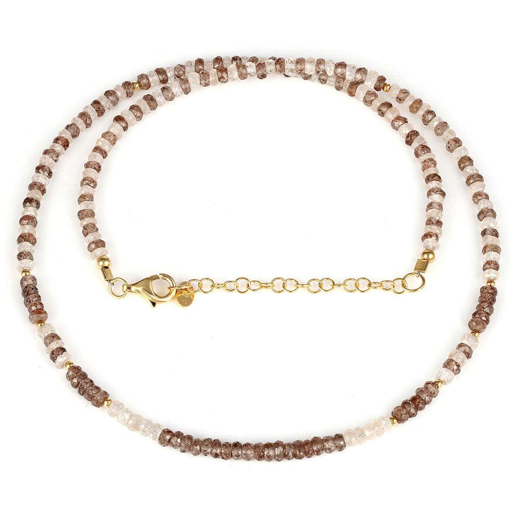 Brown and Champagne Zircon Silver Necklace