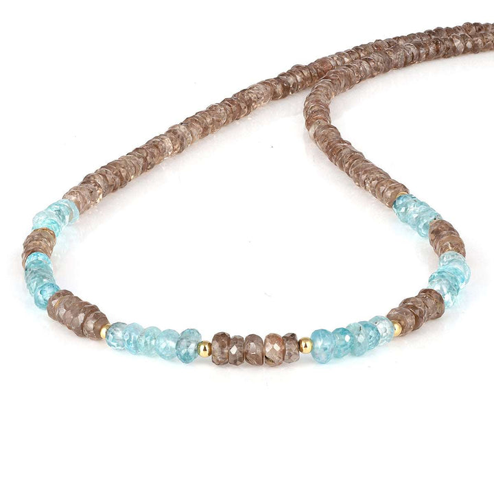 Blue and Brown Zircon Silver Necklace