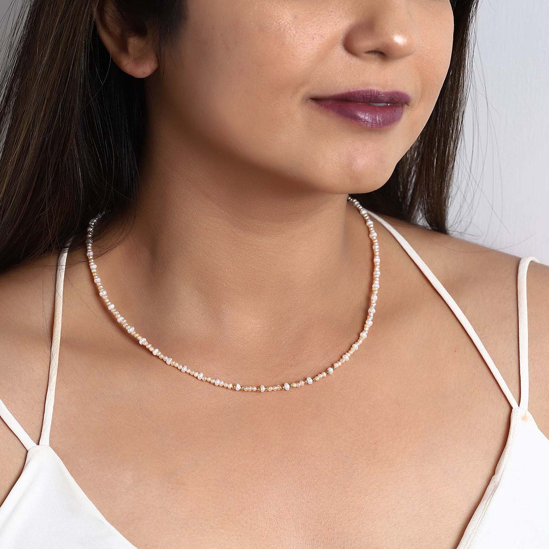 Cultured Pearl Choker Silver Necklace