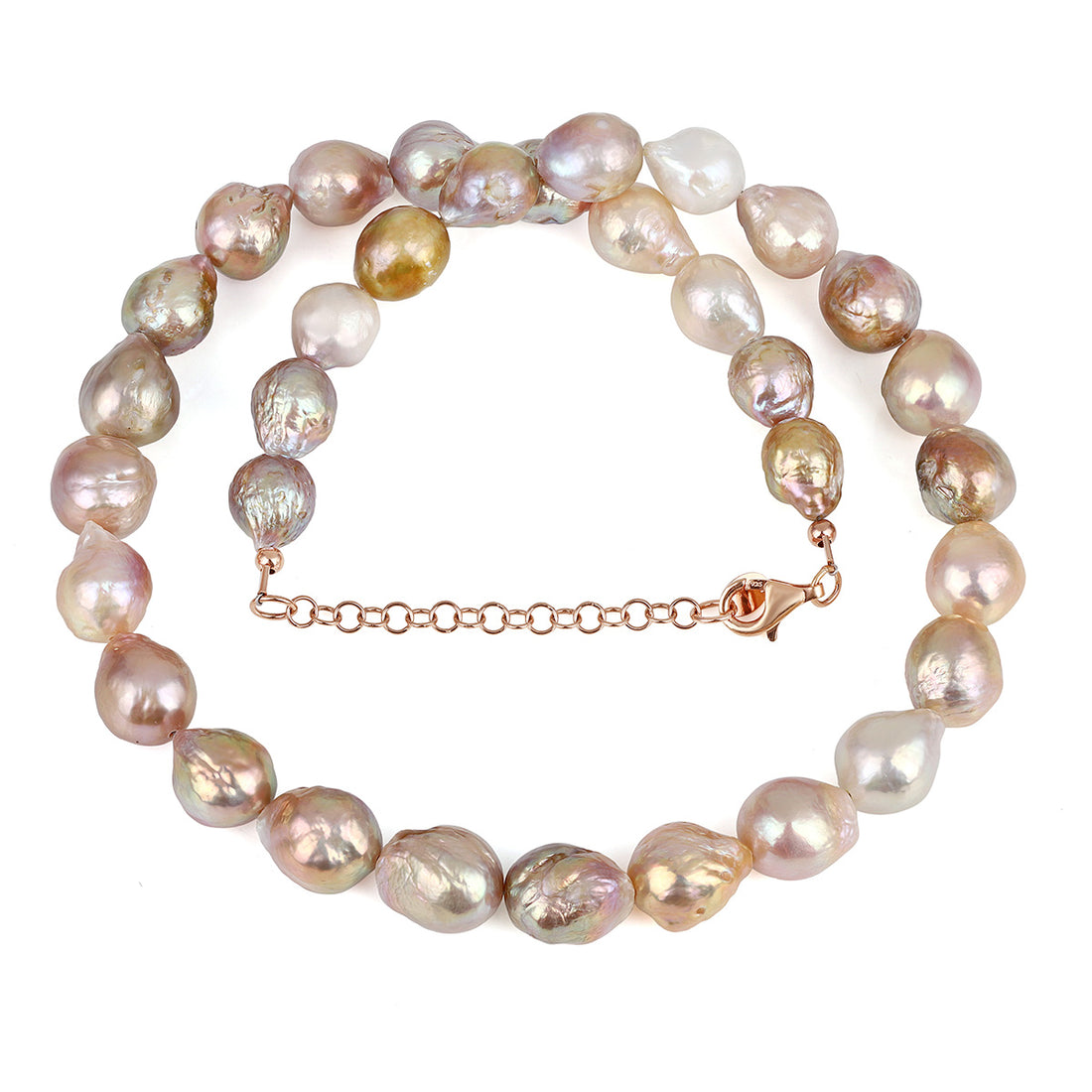 Mystic Pearl Beads Silver Necklace