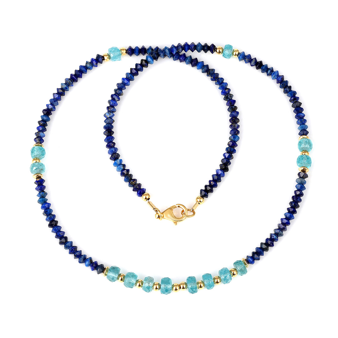 Lapis Lazuli and Apatite Silver Necklace