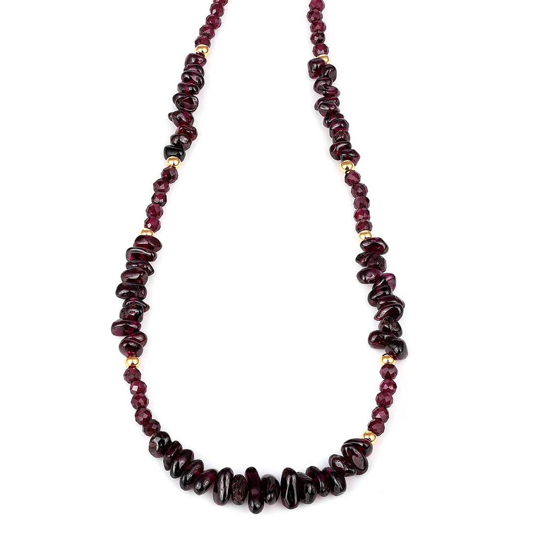 Garnet Beads Silver Choker Necklace