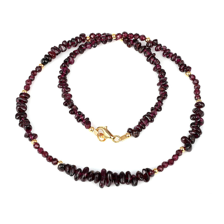 Garnet Beads Silver Choker Necklace