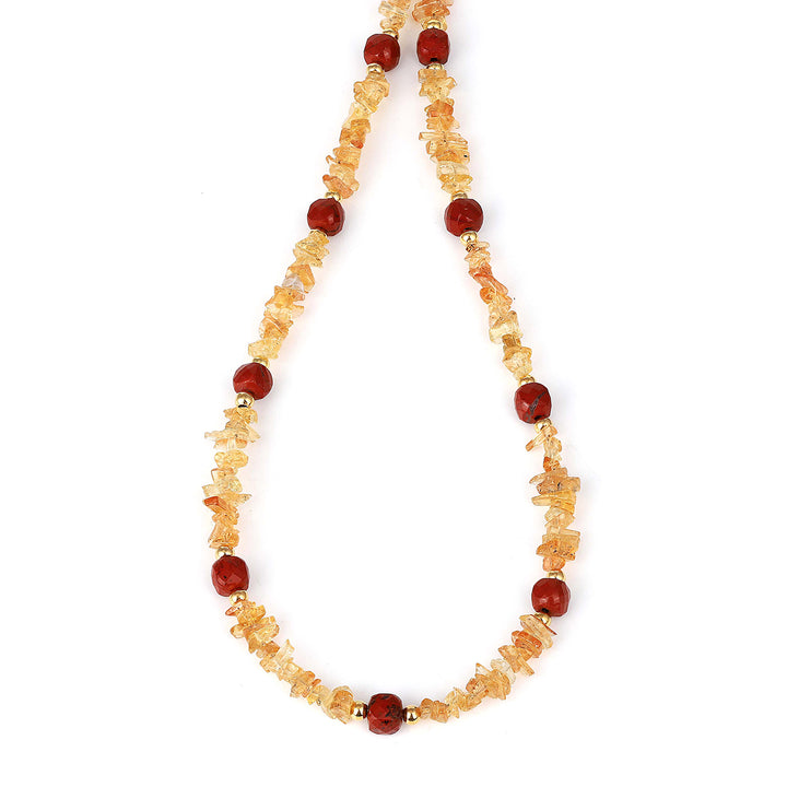 Imperial Topaz and Red Jasper Silver Necklace