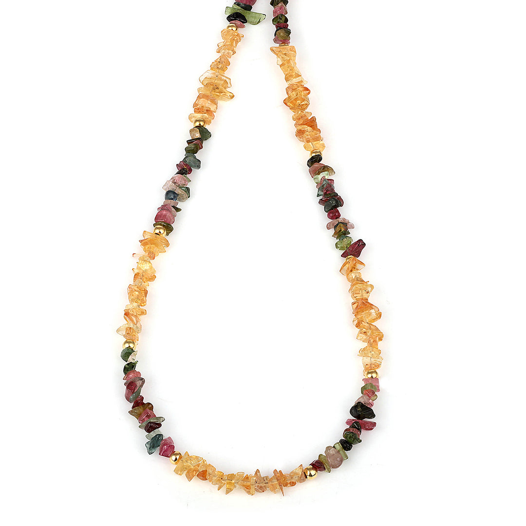 Imperial Topaz and Multi Tourmaline Silver Necklace