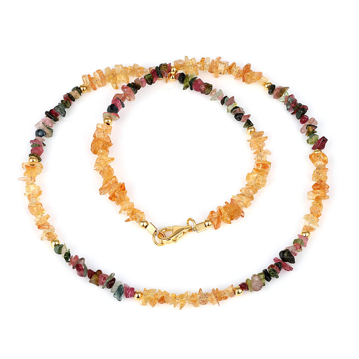 Imperial Topaz and Multi Tourmaline Silver Necklace