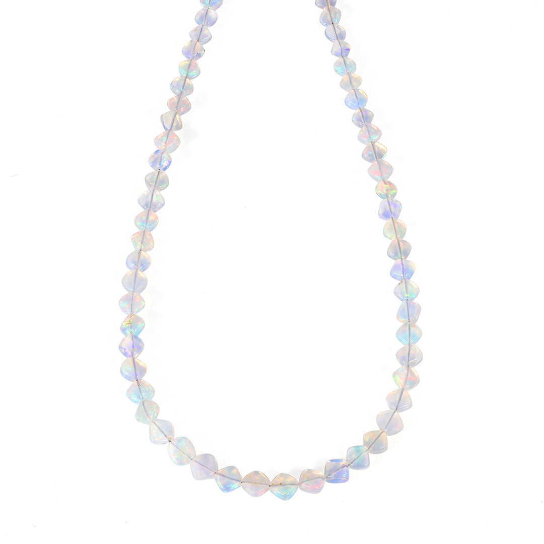 Ethiopian Opal Cushion Beads Silver Necklace