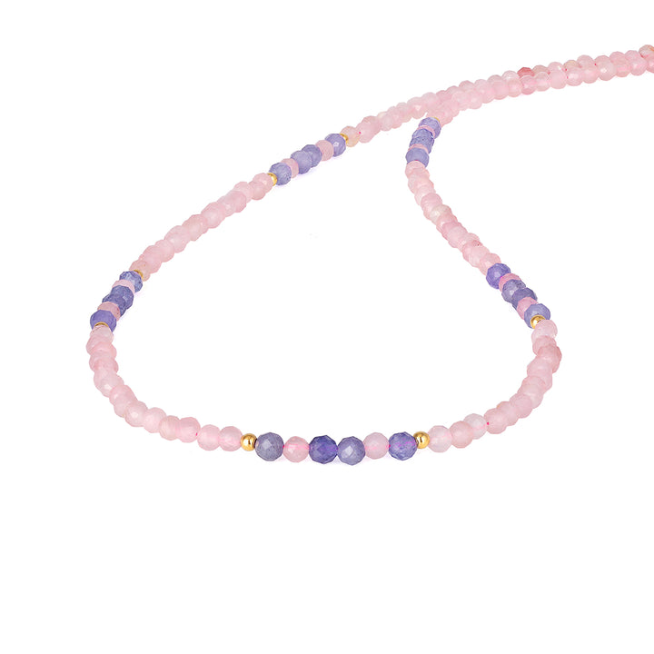 Rose Quartz and Tanzanite Silver Necklace