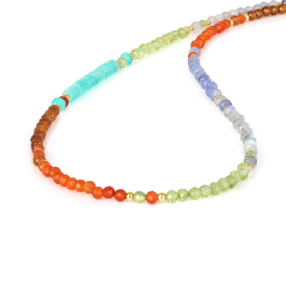 Multi Gemstone Silver Choker Necklace