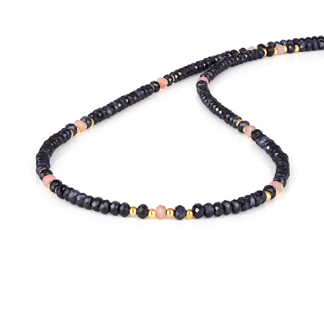 Blue Sapphire and Pink Opal Choker Necklace