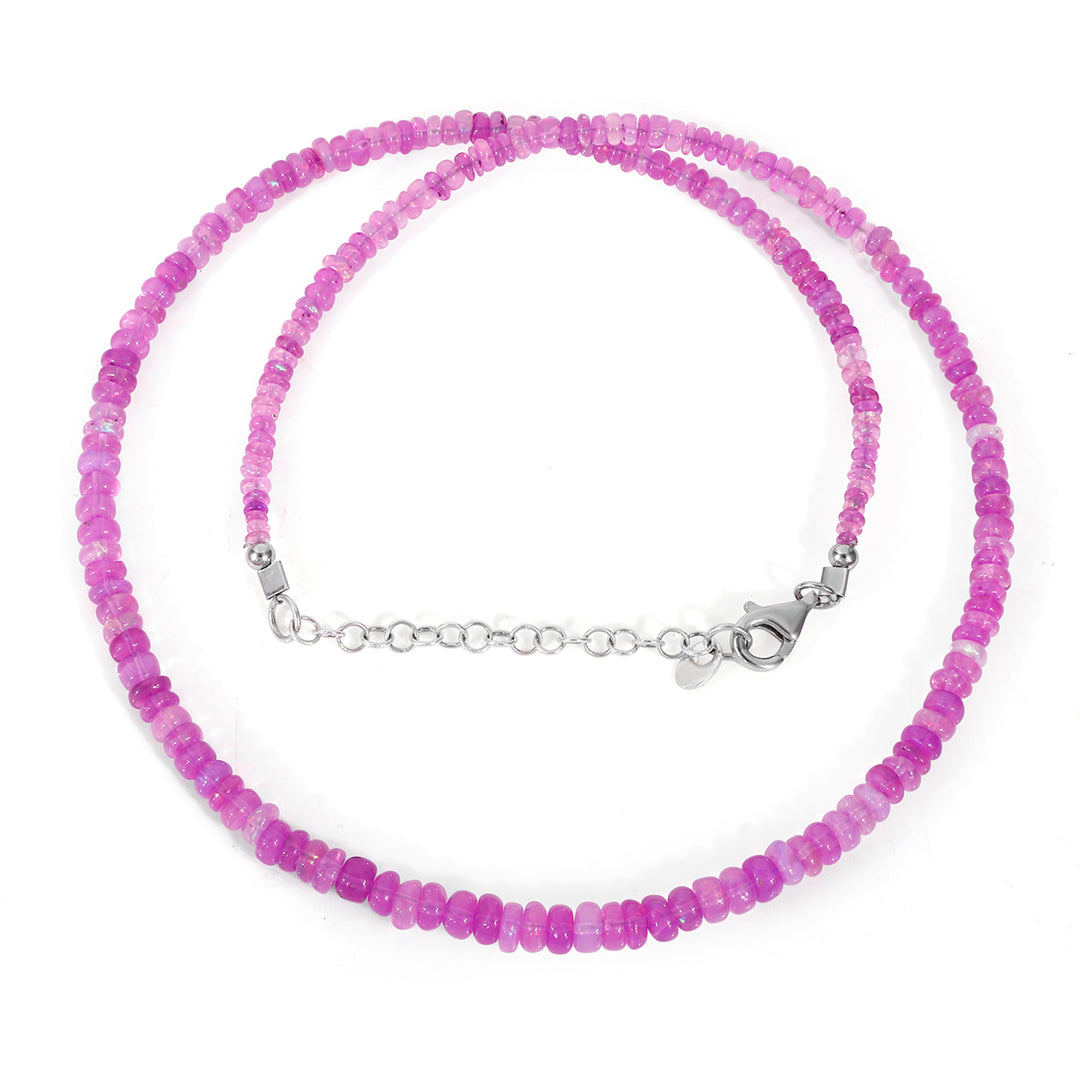 Lavender Pink Ethiopian Opal Silver Necklace