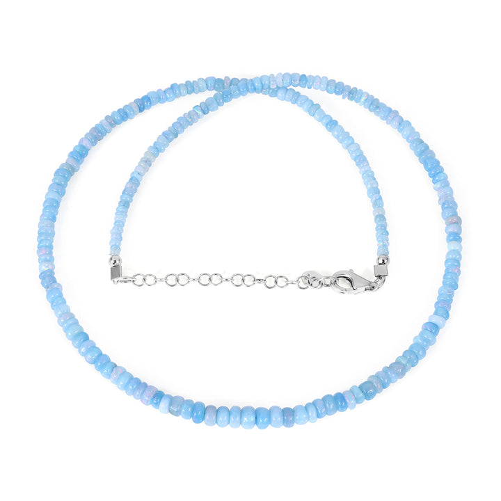 Lavender Blue Ethiopian Opal Silver Necklace