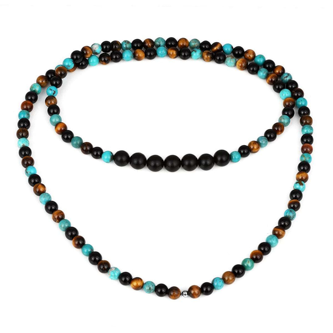 Black Jet, Onyx, Turquoise and Tiger's Eye Necklace