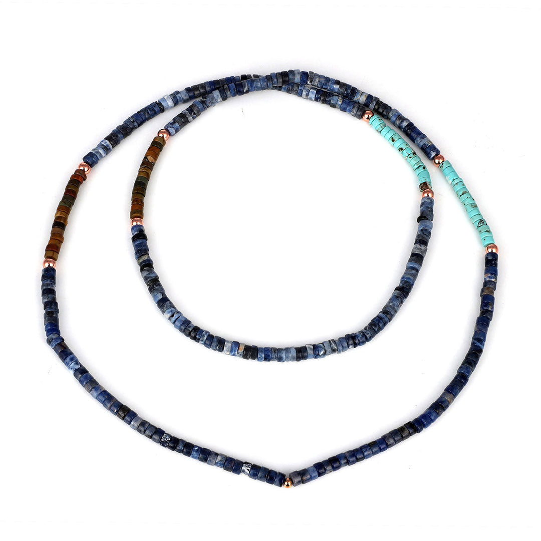 Sodalite, Turquoise, Rhodonite and Hematite Necklace