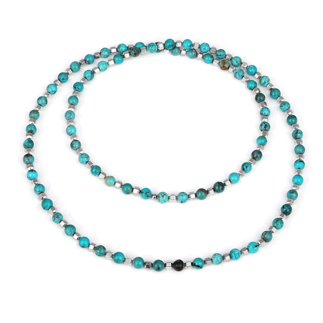 Turquoise and Hematite Long Necklace